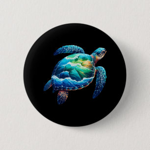 Zee Schildpad Dier Earth Day Vrouwen Mannen Kinder Ronde Button 5,7 Cm