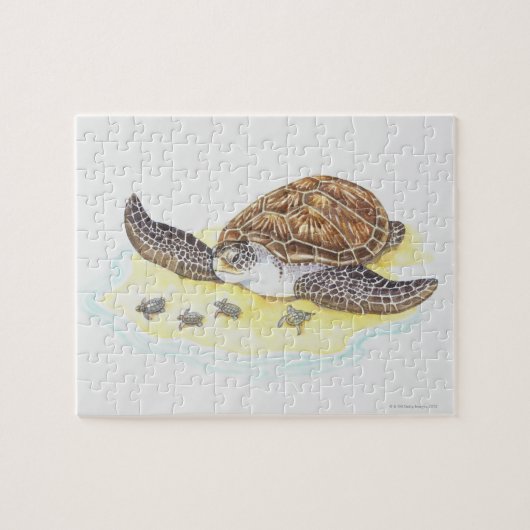 Zee schildpad en baby's legpuzzel (Horizontaal)