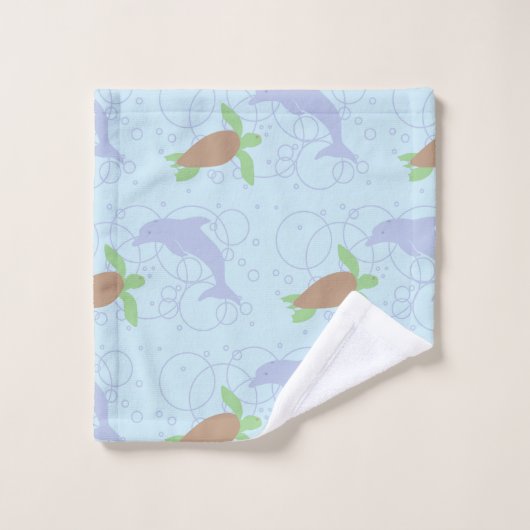 Zee schildpad en dolfijn bad handdoek (Wasdoekje)
