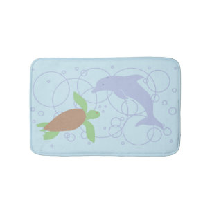 Zee schildpad en dolfijn badmat