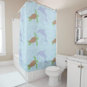 Zee schildpad en dolfijn douchegordijn (In situ)