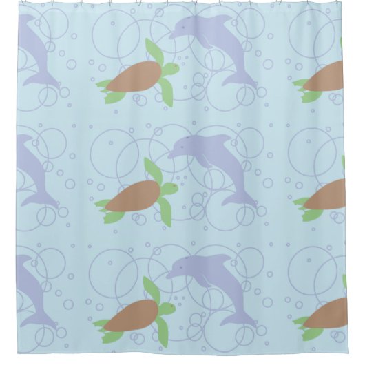 Zee schildpad en dolfijn douchegordijn (Voorkant)