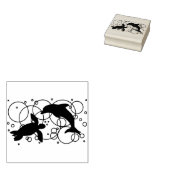 Zee schildpad en dolfijn 	rubberstempel (Gestempeld)