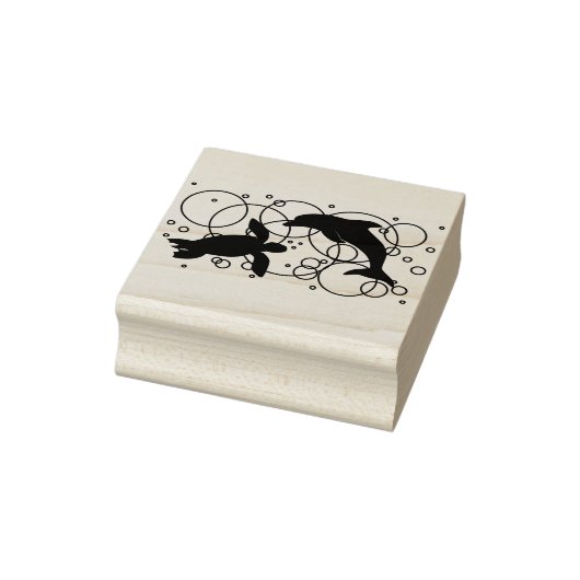 Zee schildpad en dolfijn 	rubberstempel (Stempel)