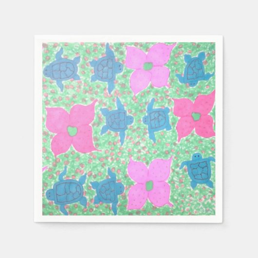 Zee Schildpad en Flower Paper servetten (Voorkant)