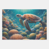 Zee Schildpad en Koraal Inpakpapier Vel (Voorkant 3)