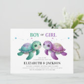 Zee schildpad Geslacht onthullen uitnodiging (Staand voorkant)