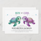 Zee schildpad Geslacht onthullen uitnodiging (Voorkant / Achterkant)