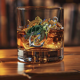 Zee Schildpad Groen blauw Whisky Glas