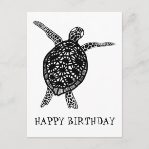 Zee schildpad HAPPY BIRTHDAY Briefkaart