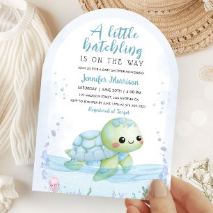 Zee Schildpad Hatchling Baby shower Boy Waterverf Kaart