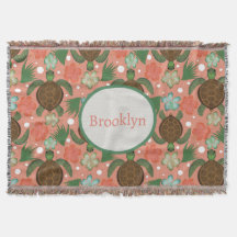 Zee Schildpad & Hibiscus Koraal Roze Bloemenkweker