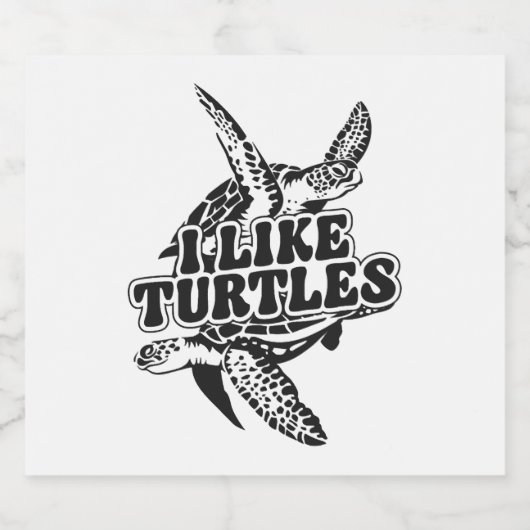 Zee schildpad ik hou van schildpadden sparkling wijnetiket (Enkel label)