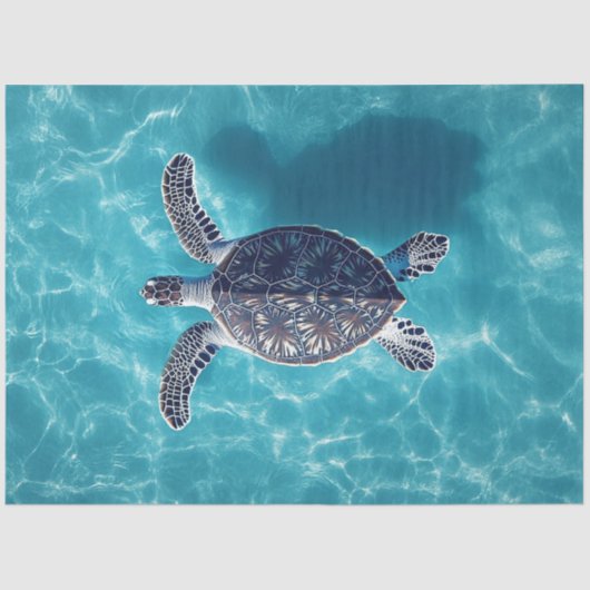 Zee Schildpad in Mooie Blauw Water Decoupage Tissuepapier (Voorkant)