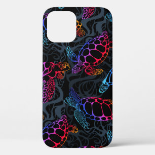 Zee schildpad in psychedelische multicolor kleuren iPhone 12 hoesje