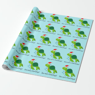 Zee schildpad in Santa Hat Ocean Kerstmis Cadeaupapier