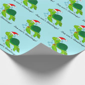 Zee schildpad in Santa Hat Ocean Kerstmis Cadeaupapier (Hoek)