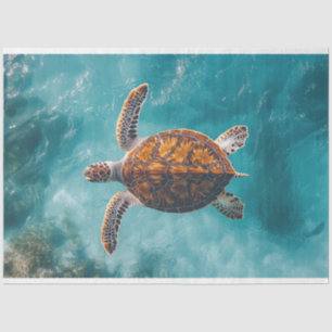 Zee Schildpad in Turquoise Oceaan Decoupage Tissuepapier