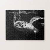 Zee schildpad in zwart-wit, puzzel legpuzzel (Horizontaal)