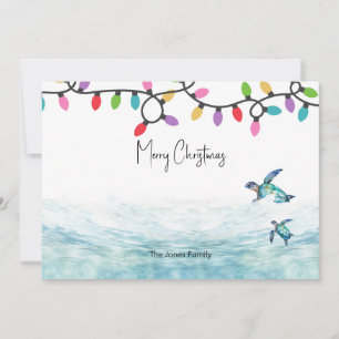 Zee Schildpad Kerst Flat Holiday Kaart