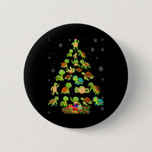 Zee Schildpad Kerstboom Matching Familie Xmas Tre Ronde Button 5,7 Cm