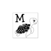 Zee Schildpad Kind Leuke Oceaan Dier Monogram Init Rubberstempel (Afrduk)
