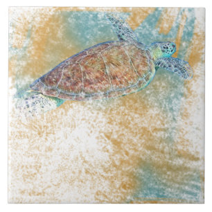 Zee schildpad kunst Kustkunst Tegeltje