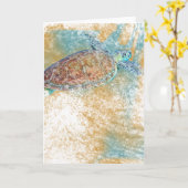 Zee schildpad Kunst op | WENSKAARTEN Kaart (Gele Bloem)