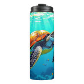 Zee Schildpad Levendige Oceaan Illustratie Thermosbeker (Voorkant)