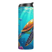 Zee Schildpad Levendige Oceaan Illustratie Thermosbeker (Gedraaid links)