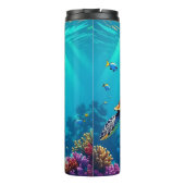 Zee Schildpad Levendige Oceaan Illustratie Thermosbeker (Achterkant)