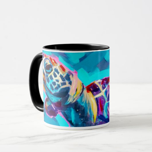 Zee Schildpad Monogram Koffie Mok (Voorkant links)