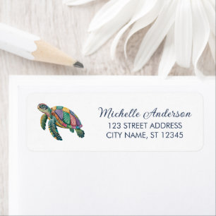 Zee Schildpad Oceaan Zeevaart Retouradres Label