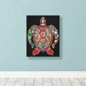 zee schildpad omwikkeld doek canvas afdruk (Insitu (Houten vloer))