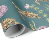 Zee schildpad onder een diep groen Zee Cadeaupapier (Rol Hoek)