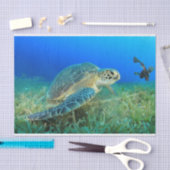 Zee schildpad onder water, blauwe zee tissuepapier (Craft)