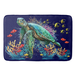 Zee schildpad onderwater waterverf Stijl Badmat