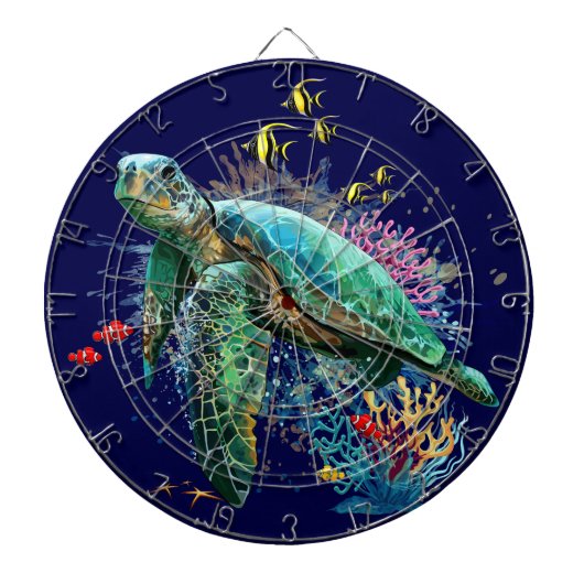 Zee schildpad onderwater waterverf Stijl Dartbord (Voorkant)