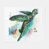 Zee schildpad onderwater waterverf Stijl Fleece Deken (Voorkant (Horizontaal))