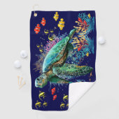 Zee schildpad onderwater waterverf Stijl Golfhanddoek (Insitu)