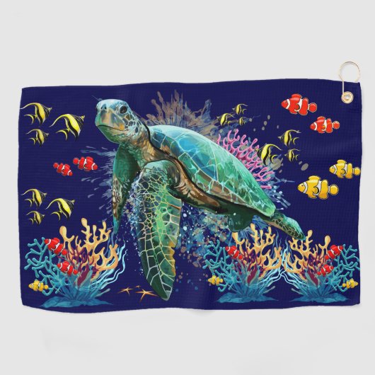 Zee schildpad onderwater waterverf Stijl Golfhanddoek (Horizontaal)