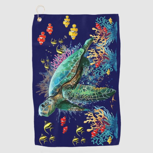 Zee schildpad onderwater waterverf Stijl Golfhanddoek (Voorkant)