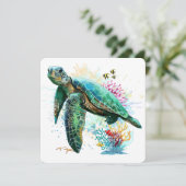 Zee schildpad onderwater waterverf Stijl Kaart (Staand voorkant)