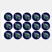 Zee schildpad onderwater waterverf Stijl Labels (Vel)
