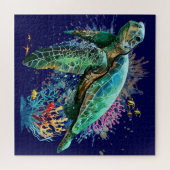 Zee schildpad onderwater waterverf Stijl Legpuzzel (Horizontaal)