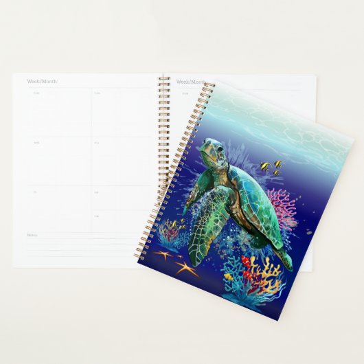 Zee schildpad onderwater waterverf Stijl Planner (Display)