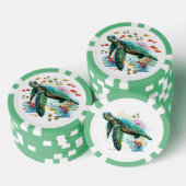 Zee schildpad onderwater waterverf Stijl Poker Chips (Opstapeling)
