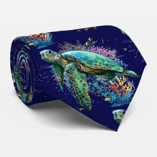 Zee schildpad onderwater waterverf Stijl Stropdas