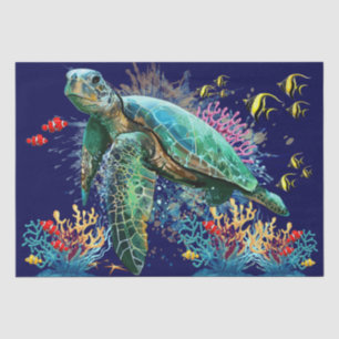Zee schildpad onderwater waterverf Stijl Tissuepapier
