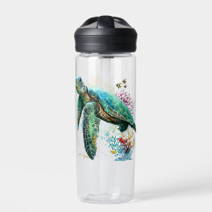 Zee schildpad onderwater waterverf Stijl Waterfles